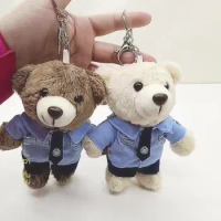 Internet celebrity police teddy bear plush toy doll pendant keychain uniform teddy bear dressing teddy bear jewelry pendant