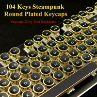 104 Keys Steampunk Round Golden Silver Black White Keycap Key cap Keycaps ANSI Layout for Cherry MX Gaming Mechanical Keyboard