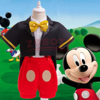 Hot Toys Mickey Mouse Clothes for Girls Minnie Cartoon Clothes Headband Boys Cosplay Costumes Fancy Bow Tie Clothing Set