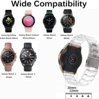 20mm 22mm Transparent Resin Strap For Samsung Galaxy Watch 3 4 Watch3 Watch4 classic Active 2 Gear S3 Replacement wristbad Band