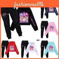 Kpop Demon Hunters Pattern Kids Hooded Sweatshirt And Jogger Outfit With Cartoon Pattern For Winter
