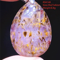 Natural Cacoxenite Gold Rutilated Pendant Necklace Jewelry Water Drop Gemstone Auralite 23 Bead From Canada AAAAAA