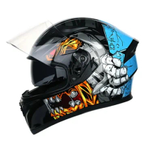 Vintage Motorcycle Helmet, JK316 KM-blue Full Coverage Motorcycle Racing Helmet Cool Safety Protective Helmet For Men Women