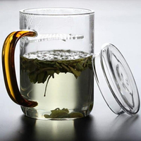 月牙杯 彩把月牙杯 耐熱過濾玻璃杯 家用大容量加厚綠茶杯 辦公室泡茶杯