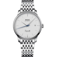 【MIDO 美度】官方授權 BARONCELLI 簡約超薄機械腕錶-白39.5mm 618年中慶(M0274071101100)