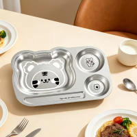 304食品級不鏽鋼老虎造型分隔餐盤