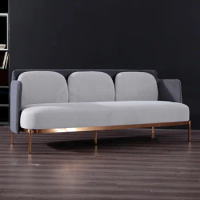 U-BEST Contemporary Hotel Furniture Metal Base Lounge Couch 3 Seater Fabric Leather Upholstered Sofa