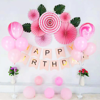 派對佈置加厚粉色紙扇花組1組(派對 生日派對 慶生生日 紙扇花)