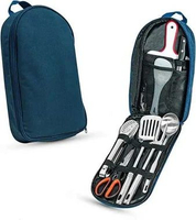 Bushman cookware set 9pcs peralatan masak camping piknik kitchenware blue