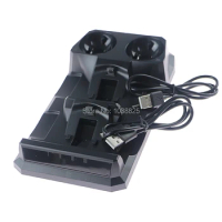 4 in 1 Charging Dock Station Stand for Sony Playstation 4 PS4 Slim Pro Controllers for PS Move Controllers Charger Storage