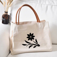 Flower Printed Canvas Tote Bag Handbag Work Bag Book Bag Women Lady Beach Bag Shopping Bag Shopper Dropshipping