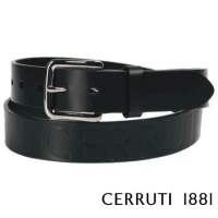【Cerruti 1881】限量3折 義大利頂級小牛皮皮帶 全新專櫃展示品(黑色 CECU06064M)
