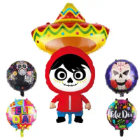 Disney Coco Balloon Muisc Boy Birthday Party Supplies Undead skull Decoration Baby Shower Wedding Decar