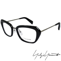 【Yohji Yamamoto 山本耀司】時尚斜方框金屬混搭造型光學眼鏡(黑 YY1005-019)