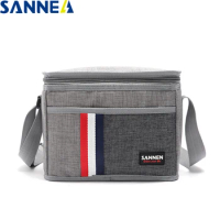 SANNE New Fashion 4L Cooler Bag Thermal Thermo Lunch Bag Denim Waterproof Insulated Thermal Bag With Diagonal Shoulder Straps