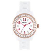 【GOTO】奢華時尚手錶-白/IP玫框x紅刻度(P0166SB-82-252)