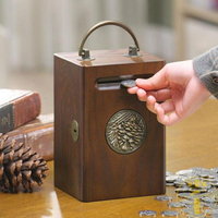 美式創意實木硬幣存錢筒紙幣存錢罐兒童收納盒禮品【雲木雜貨】