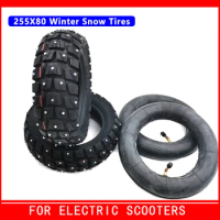 TUOVT 10 Inch Electric Scooter Studded Stud 255X80 Winter Snow Tire for Zero 10x Dualtron KuGoo M4 10x3.0 80/65-6 Off Road