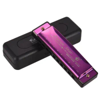 Key of C Diatonic Harmonica Mouthorgan with ABS Reeds Mirror Surface Design 10 Holes Blues Harmonica Perfect