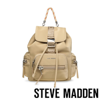 STEVE MADDEN-BWILDER 超大容量皮帶釦後背包-卡其色