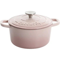 5 Quart Round Enamled Cast Iron Dutch Oven with Self Lid Cast Iron Pot Cast Iron Cookware Nonstick, Blush Pink