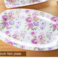 10 Inch, Real Bone China Oval Serving Plate, Porcelain Floral Fish Plate for Dinner, Ceramic Buffet Dish, Food Plate for Wedding