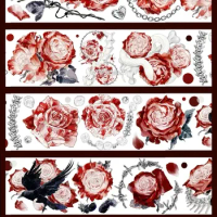1 Loop Bloody Rose Red Flower Shiny PET Tape