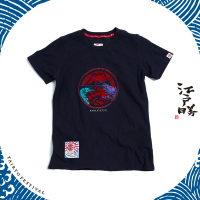 【EDWIN】江戶勝 女裝 大漁系列 漁蝦LOGO短袖T恤(丈青色)
