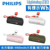 PHILIPS飛利浦 4900mAh 直插式 口袋行動電源10W Lightning DLP2550V 17.88Wh_具Wh標示