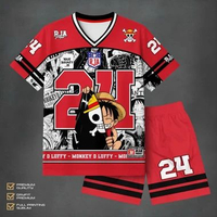 Setelan Jersey Anak Luffy Gear 5 Baju Anime One Piece Dryfit Milano Premium Fullprint 3-10 Tahun 9-1
