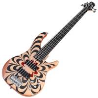 High Gloss 5 String Electric Bass Guitar 43 Inch Bass Guitar Full Okoume Wood Body With Active Pickup