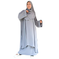 HEEZA Baju Gamis Setelan Abaya Wanita Syari Polos dengan Khimar dan Cadar Bahan Crinkle Premium Coco