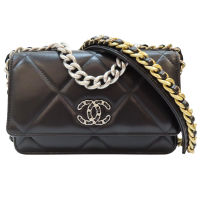 【二手名牌BRAND OFF】CHANEL 香奈兒 黑色 羊皮 19 WOC 錬帶包