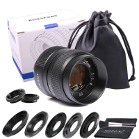 Fujian 25mm f/1.4 APS-C CCTV Lens+5 adapter rings+2 Macro Ring for NEX FX M4/3 NIKON1 EOSM Mirroless Camera