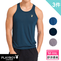 【PLAYBOY】3件組 吸排涼爽輕透速乾背心-速(背心/男內著)