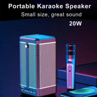 20W Portable Wireless Bluetooth Karaoke Speaker K-song Live Boombox 3D Surround Sound Outdoor Heavy Subwoofer with Hidden Mic