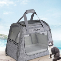 寵物用品 祺晟斜跨貓包大側窗透明網布旅行單肩手提寵物包折疊透氣貓包 交換禮物