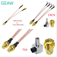 3G 4G Antenna SMA Female to Dual CRC9/SMA/TS9 Connector Y Type Splitter Combiner RF Coaxial Pigtail Cable for 3G 4G Modem Router