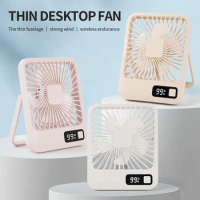 Portable Desktop Fan Rechargeable Noiseless Mini Fan 180° Foldable Adjustable Quiet Mini Table Square Fan with Digital Display