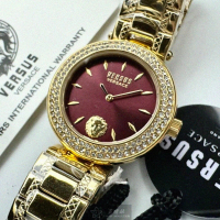 【VERSUS】VERSUS凡賽斯女錶型號VV00367(桃紅錶面金色錶殼金色精鋼錶帶款)