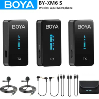 BOYA BY-XM6 S Wireless Lavalier Lapel Microphone for iPhone Android Type-C Devices DSLR Cameras Computer Youtube Recording Vlog