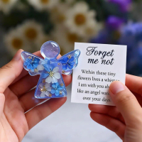 Handcrafted Forget Me Not Angel Gift Hope Symbol Angel Gift 5*7cm Angel Size Heart Card Angel Set 8*
