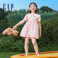 【GAP】女幼童裝 小熊刺繡翻領短袖洋裝-粉色(545410)