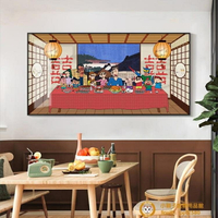 熱銷新品~蠟筆小新全家福客廳裝飾畫最后的晚餐掛畫卡通日式臥室餐廳墻畫有機玻璃品牌 雙11全館免運