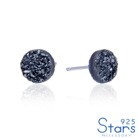 【925 STARS】純銀925耳釘 黑色耳釘/純銀925潮流黑色水晶簇造型耳釘(2款任選)