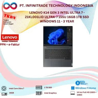 LENOVO K14 GEN 3 INTEL ULTRA 7 - 21KL001LID ULTRA-7 155U 16GB 1TB SSD WINDOWS 11 - 3 YEAR