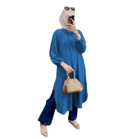 Tunik Meisa Dewasa Crincle Airflow untuk Wanita Muslim Kancing Karet Crinkle Dress Lembut Nyaman | M