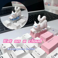 ECHOME Cute Cat Keycap Anime Keyboard Keycap 2U Backspace Custom 3D Resin Cute Key Cap for Mechanical Keyboard Girl Keyboard Cap