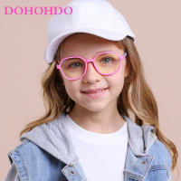 DOHOHDO Kids Computer Glasses Blue Light Blocking Filter Gaming Goggles Silicone Frame Eyeglasses Child Anti-Blue Ray Eyewear