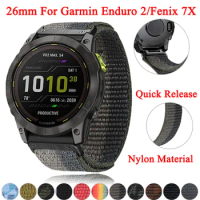 26mm Easy Fit Nylon Wristband For Garmin Enduro2/Fenix 7X 6X 5X Plus 3 3HR Tactix7 Pro Quickfit Watch Strap Band Bracelet Correa